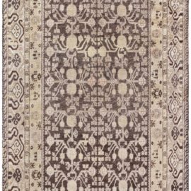 Khotan Vintage Floral Light Beige Hand-Knotted Wool Rug Pomegranate Design BB8953