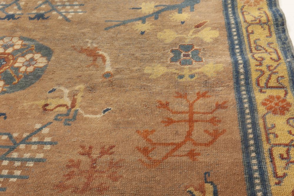 Midcentury Samarkand Brown and Blue Handwoven Wool Rug BB6970