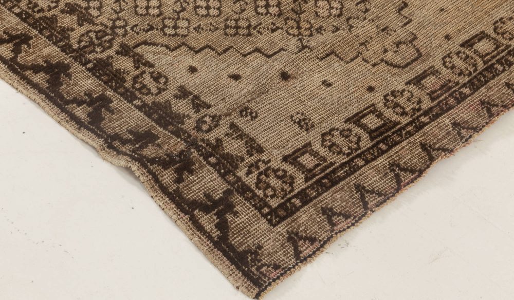 Midcentury Samarkand Handmade Wool Rug in Beige and Brown BB6999