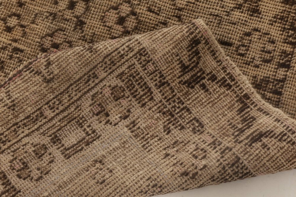 Midcentury Samarkand Handmade Wool Rug in Beige and Brown BB6999