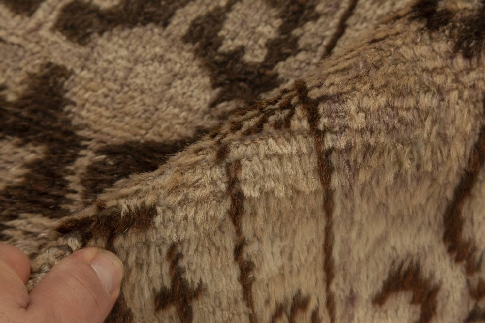 Midcentury Samarkand Beige and Brown Handwoven Wool Rug BB6996