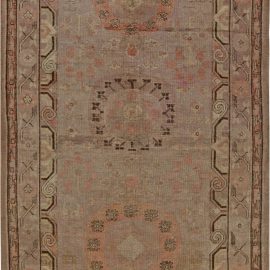 Vintage Khotan Floral Soft Beige Hand-Knotted Wool Rug BB7005