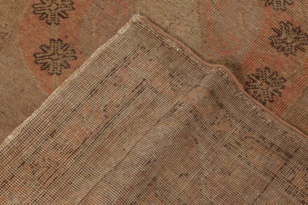 Midcentury Samarkand Handmade Wool Rug in Beige, Brown, Orange and Purple BB7005