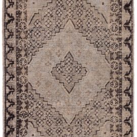 Vintage Samarkand Floral Classic Taupe With Brown Hand-Knotted Wool Rug BB8944