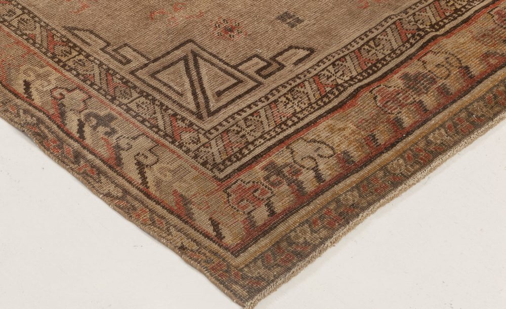 Mid-20th century Samarkand Brown, Orange, Purple Handmade Wool Rug BB7001