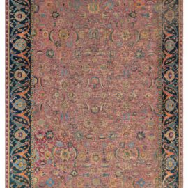 Antique Persian Floral Allover Dusty Rose Hand-Knotted Wool Rug – Circa 17Th Century Isfahan BB8468