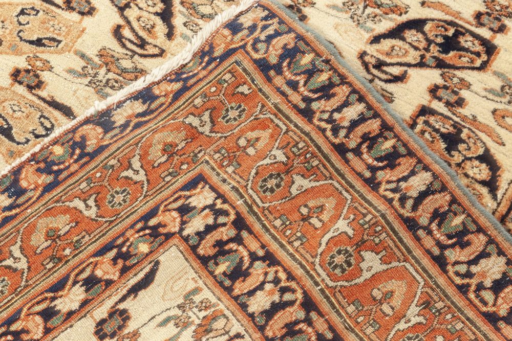 20th Century Persian Tabriz Beige, Blue, Green, Orange Handmade Wool Rug BB7014