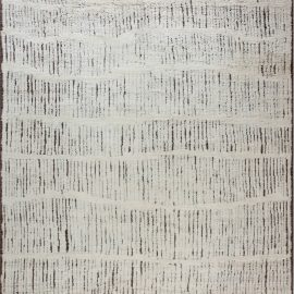 Tribal Style Moroccan Wool Rug with White Pile on Brown Background N12034