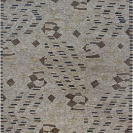 Modern Abstract Diagonal Stripe & Diamond Pattern Dark Gray Handmade Wool Oversized Rug “Staccato” N12026