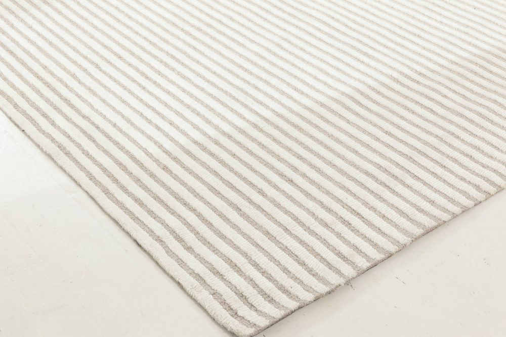 Doris Blau Collection Modern Vertical Striped Handmade Viscose, Wool Rug N12043