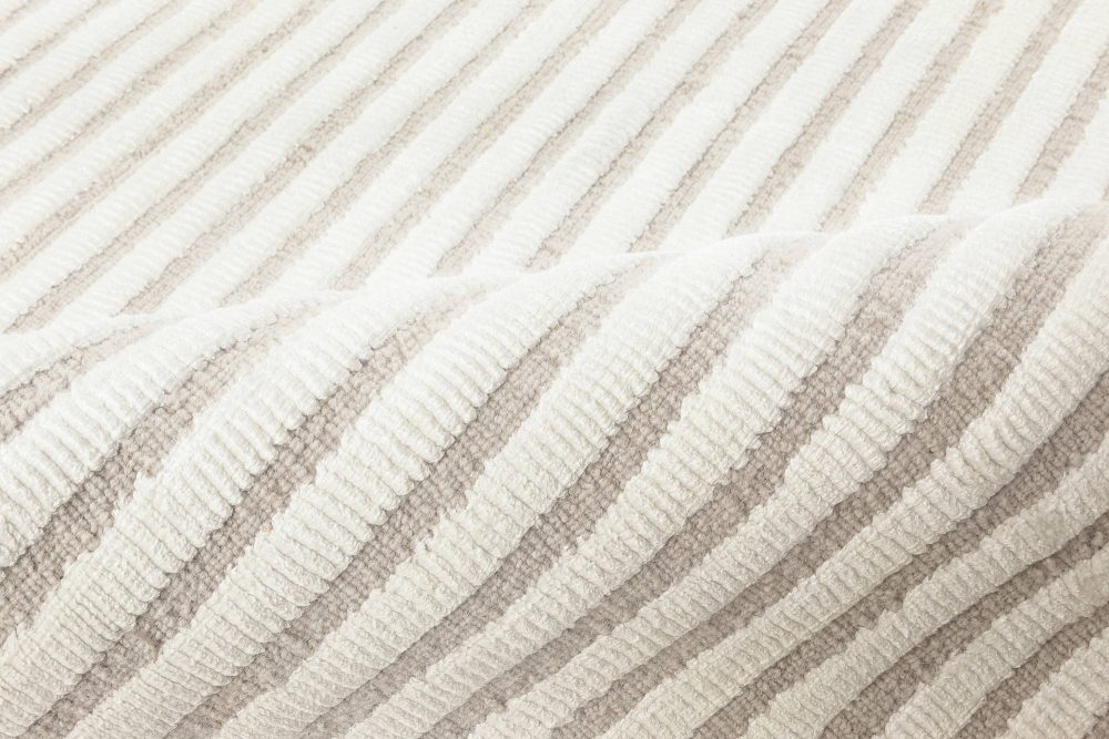 Doris Blau Collection Modern Vertical Striped Handmade Viscose, Wool Rug N12043