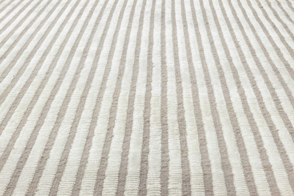 Doris Blau Collection Modern Vertical Striped Handmade Viscose, Wool Rug N12043