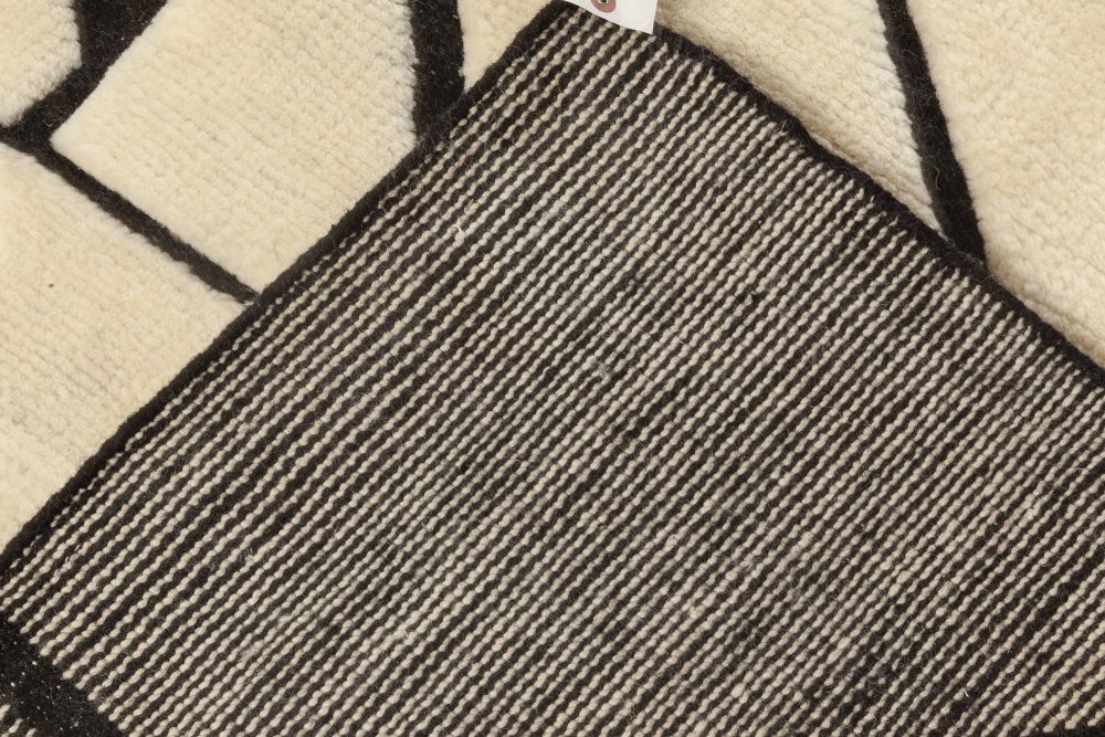 Doris Leslie Blau Collection Geometric “Dash” Black and White Handmade Wool Rug N12027