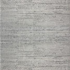 Abstract Modern Geometric Ivory With Charcoal Handmade Wool Rug “Serpentine” N12030