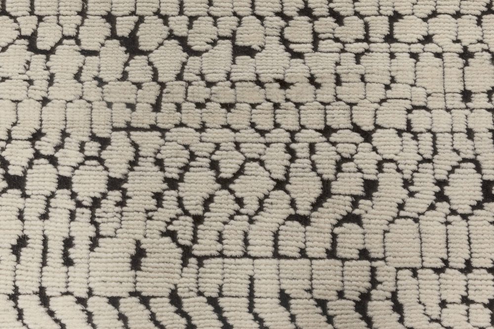 Doris Leslie Blau Collection Contemporary Black, White Society Knotted Wool Rug N12030