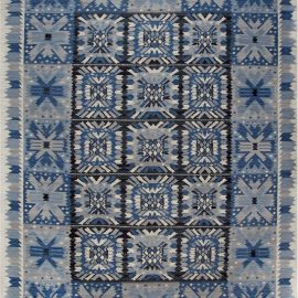 Flatweave Modern Geometric Dark Gray Wool Oversized Rug N12029