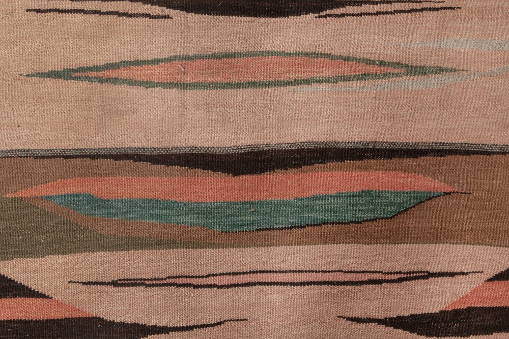 Doris Leslie Blau Collection Swedish Inspired Brown, Green, Pink Flat Weave Rug N12039