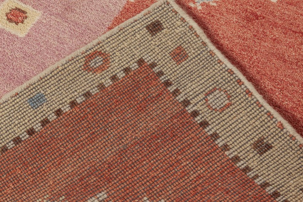 Contemporary Swedish Design Red, Pink & Beige Wool Rug N12032