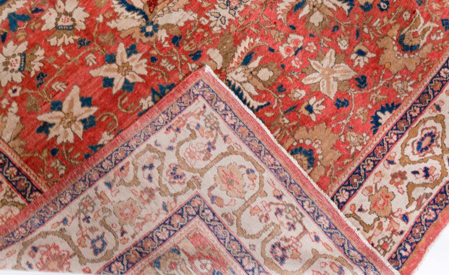 Antique Persian Sultanabad Floral Red Blue Handmade Wool Rug BB7026