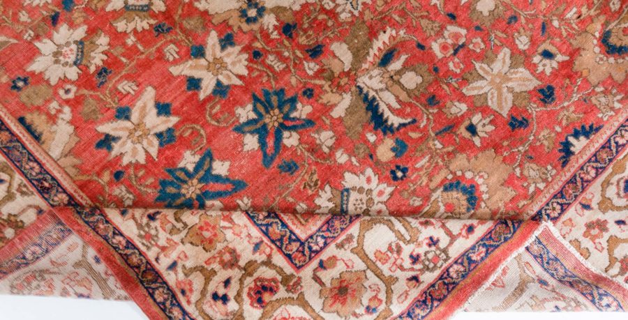 Antique Persian Sultanabad Floral Red Blue Handmade Wool Rug BB7026