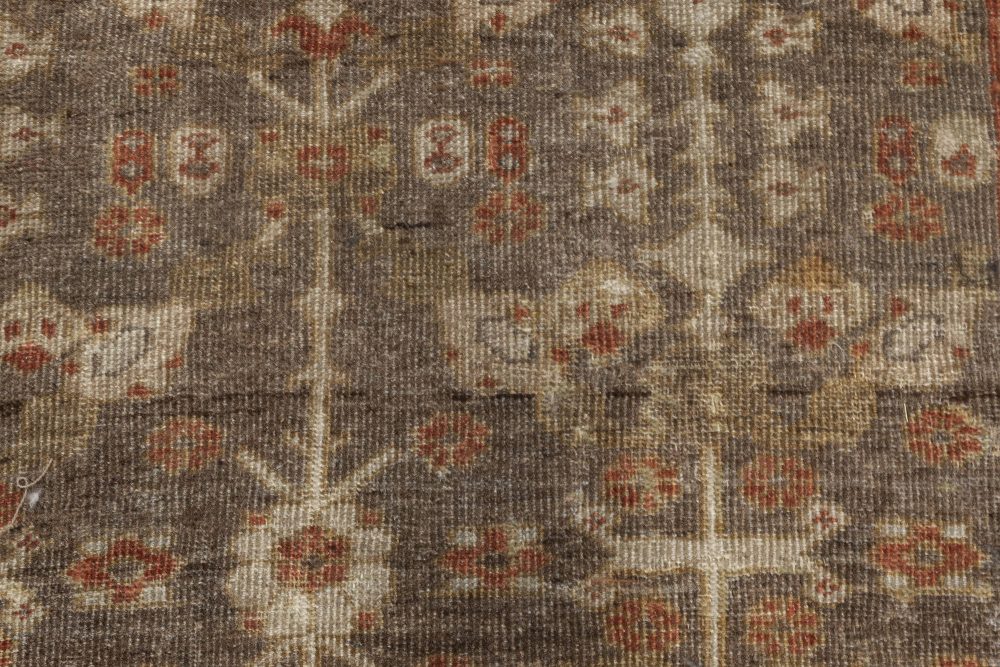 Antique Persian Sultanabad Muted Beige, Brown, Green and Orange Wool Rug BB7016
