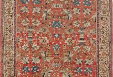 Antique Persian Sultanabad <mark class='searchwp-highlight'>Floral</mark> Red Blue Handmade Wool Rug BB7026