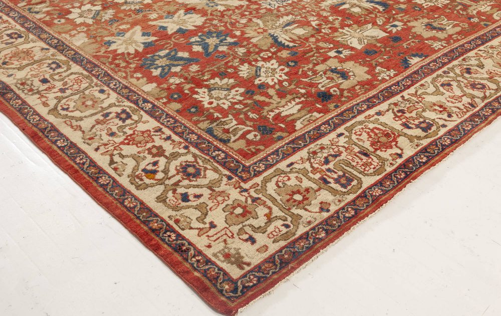 Antique Persian Sultanabad Floral Red Blue Handmade Wool Rug BB7026