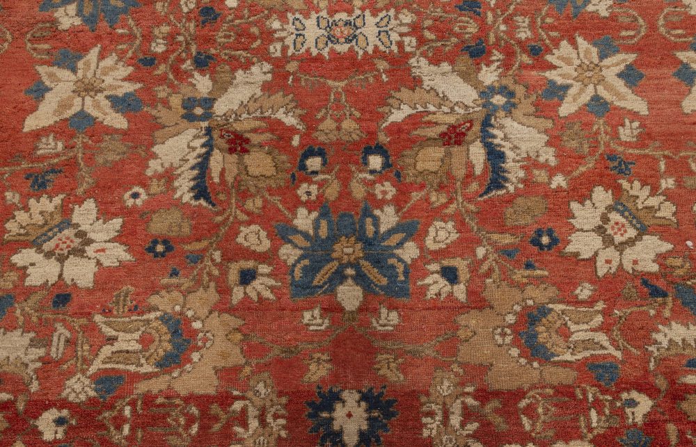 Antique Persian Sultanabad Floral Red Blue Handmade Wool Rug BB7026