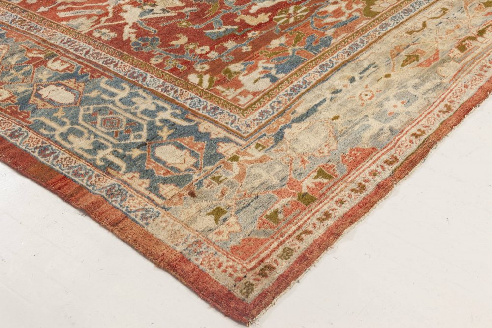 1900s Persian Sultanabad Red, White and Blue Handwoven Wool Rug BB7027