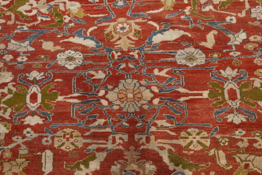 1900s Persian Sultanabad Red, White and Blue Handwoven Wool Rug BB7027