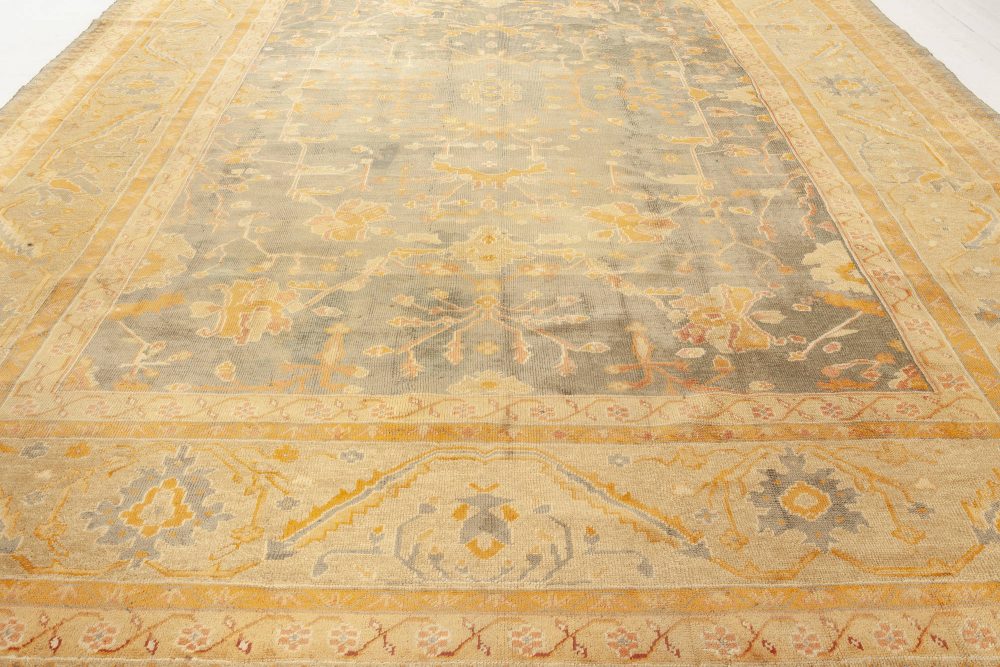 Antique Turkish Oushak Beige, Gold, Green, Orange Wool Rug BB7015