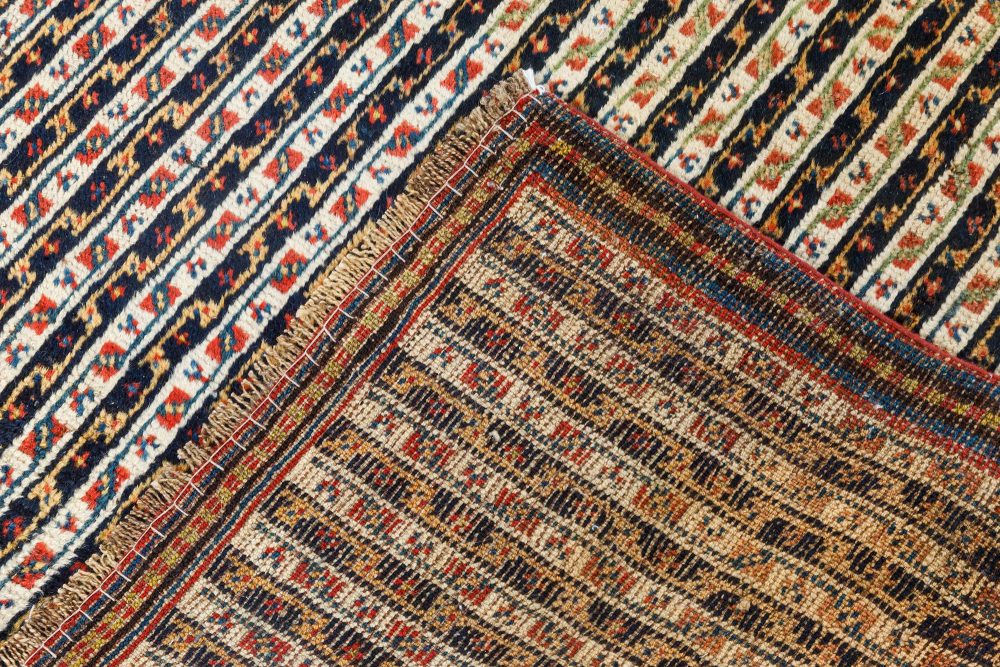 Antique Persian Feraghan Handmade Wool Runner in Beige, Black, Blue, Red BB7024