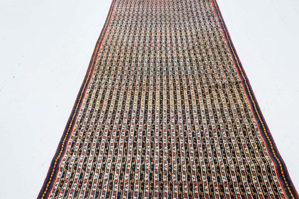 Antique Persian Feraghan Handmade Wool Runner in Beige, Black, Blue, Red BB7024