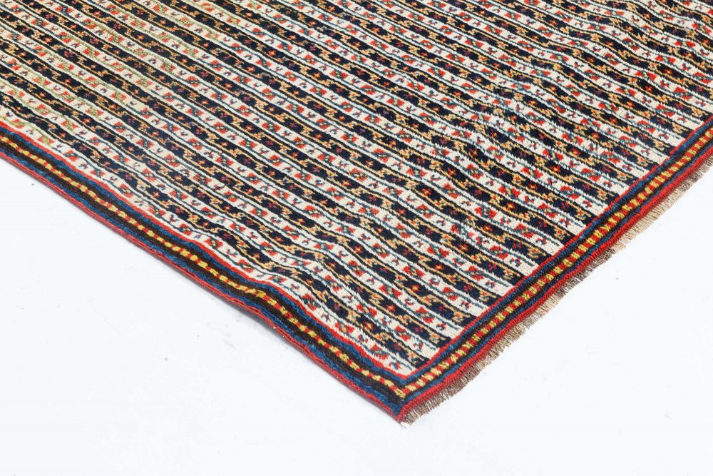 Antique Persian Feraghan Handmade Wool Runner in Beige, Black, Blue, Red BB7024