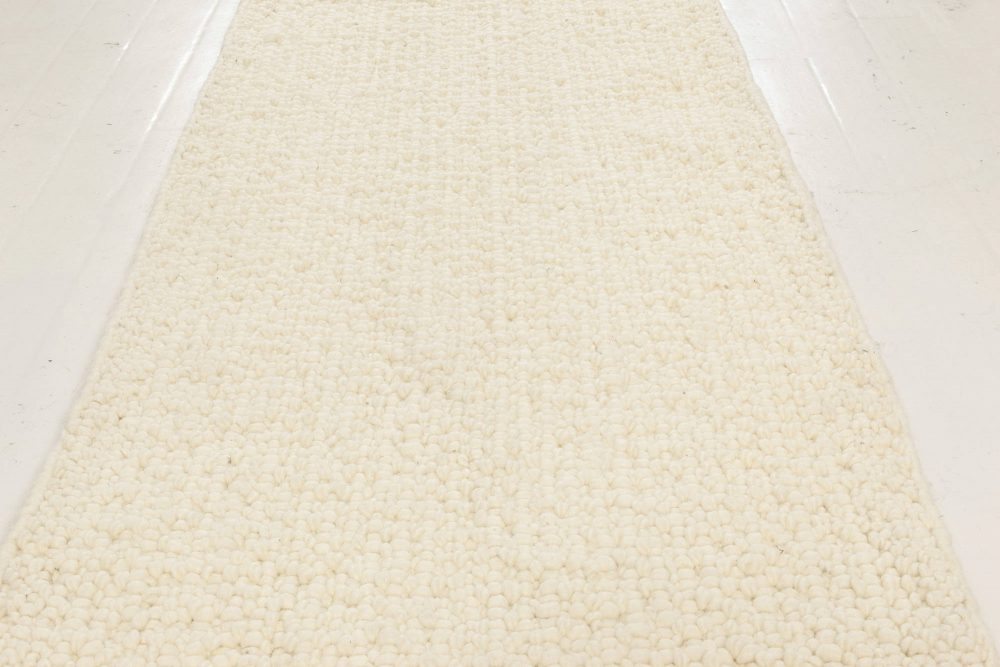 Doris Leslie Blau Collection Alpine White Handmade in Natural Lambswool Runner N12049