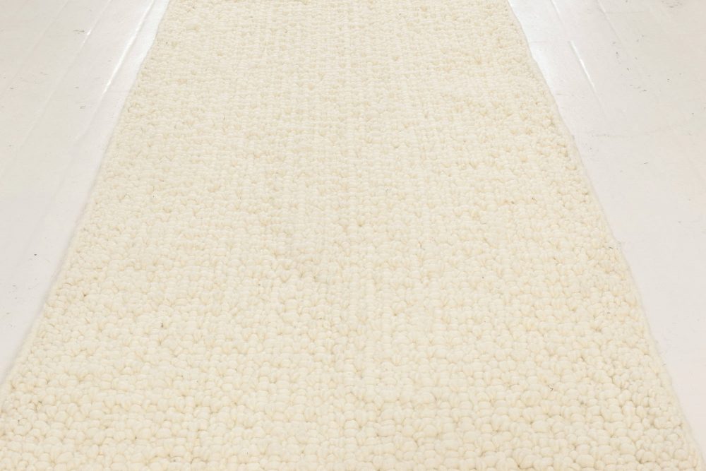 Doris Leslie Blau Collection Alpine White Handmade in Natural Lambswool Runner N12049