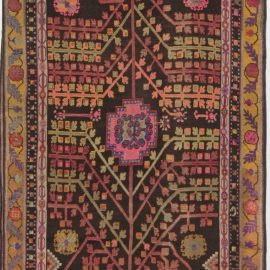 Vintage Samarkand Floral Brown Hand-Knotted Wool Carpet BB7018
