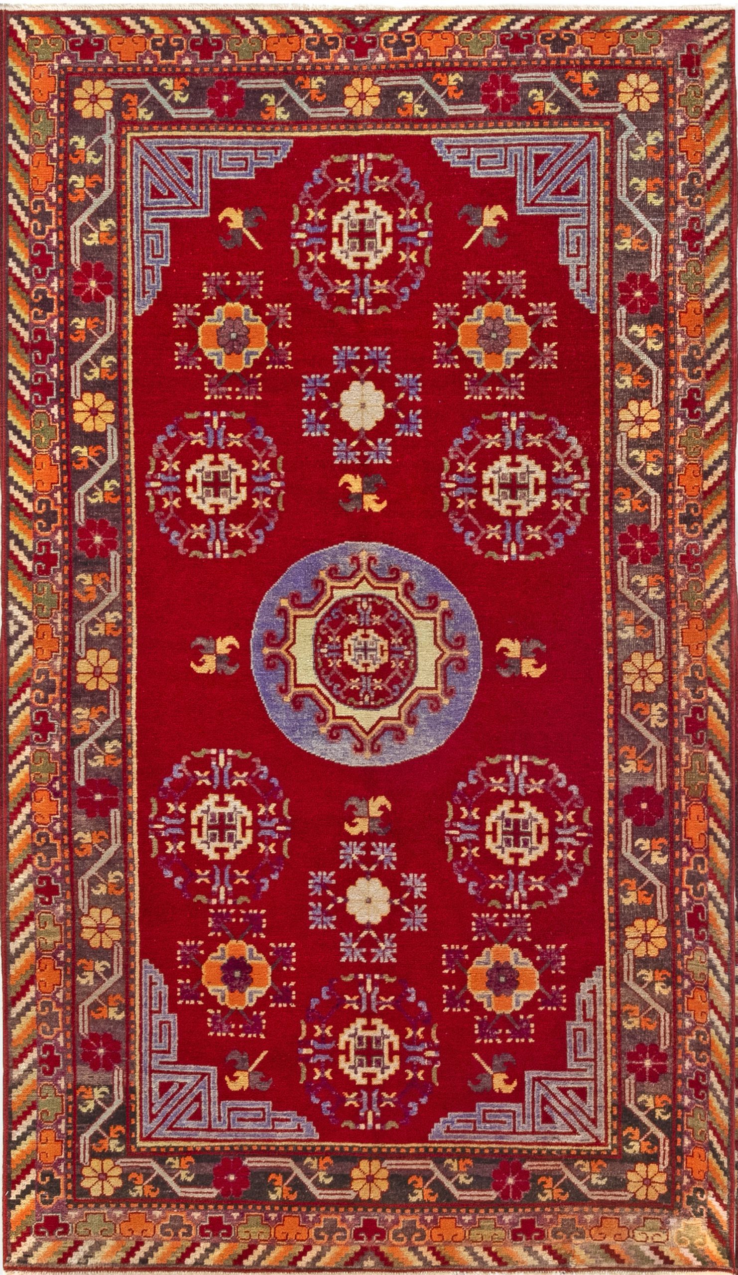 Mid-20th century <mark class='searchwp-highlight'>Samarkand</mark> Red, Blue Handmade Wool Rug BB7017