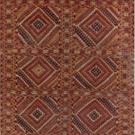 Karabakh Caucasian Antique Allover Geometric Warm Tan Hand-Knotted Wool Carpet – Circa 1900 Paisley Design BB7033
