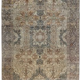 Authentic Persian Tabriz Beige, Black, Brown Handwoven Wool Rug BB7035