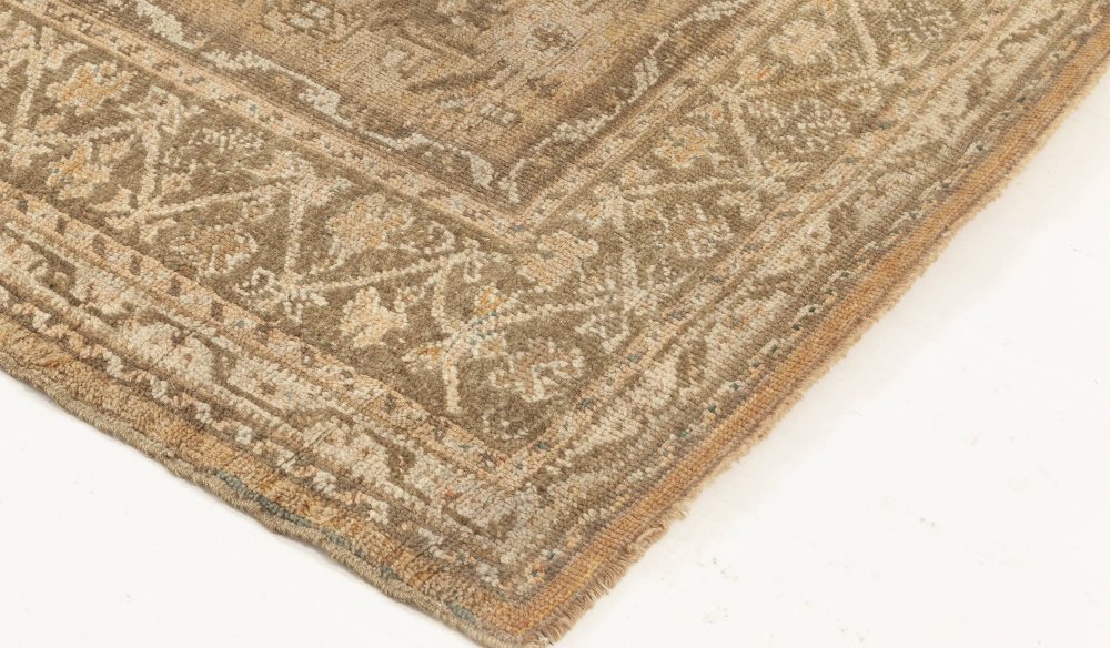 Early 20th Century Turkish Oushak Beige, Brown, Green, Orange Handmade Wool Rug BB7031