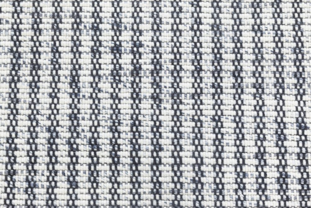Doris Leslie Blau Collection Modern Striped Gray, White Flat-Weave Wool Runner N12063