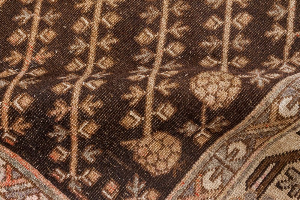 Mid-20th Century Samarkand Brown, Beige, Pink Handmade Wool Rug BB7041