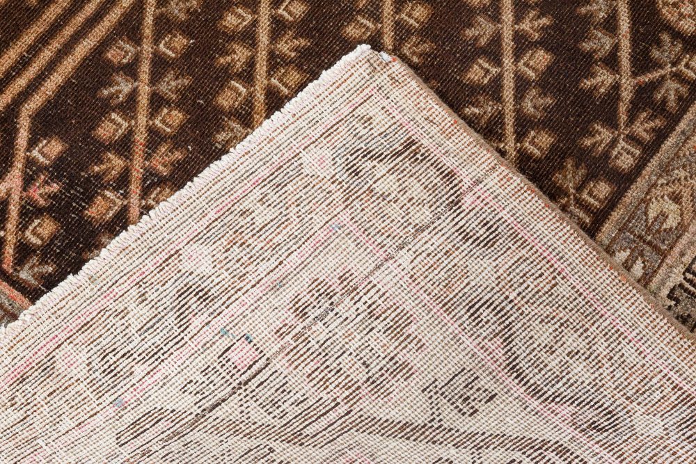 Mid-20th Century Samarkand Brown, Beige, Pink Handmade Wool Rug BB7041