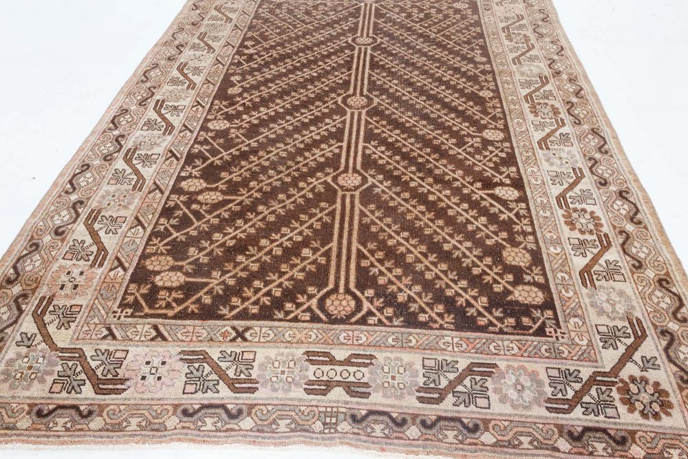 Mid-20th Century Samarkand Brown, Beige, Pink Handmade Wool Rug BB7041