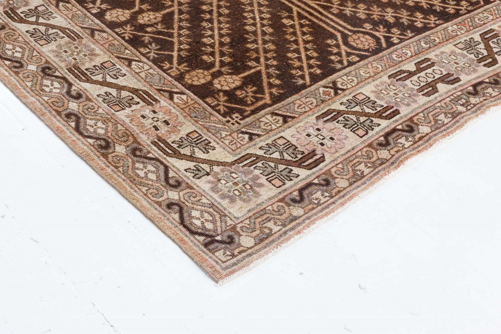 Mid-20th Century Samarkand Brown, Beige, Pink Handmade Wool Rug BB7041