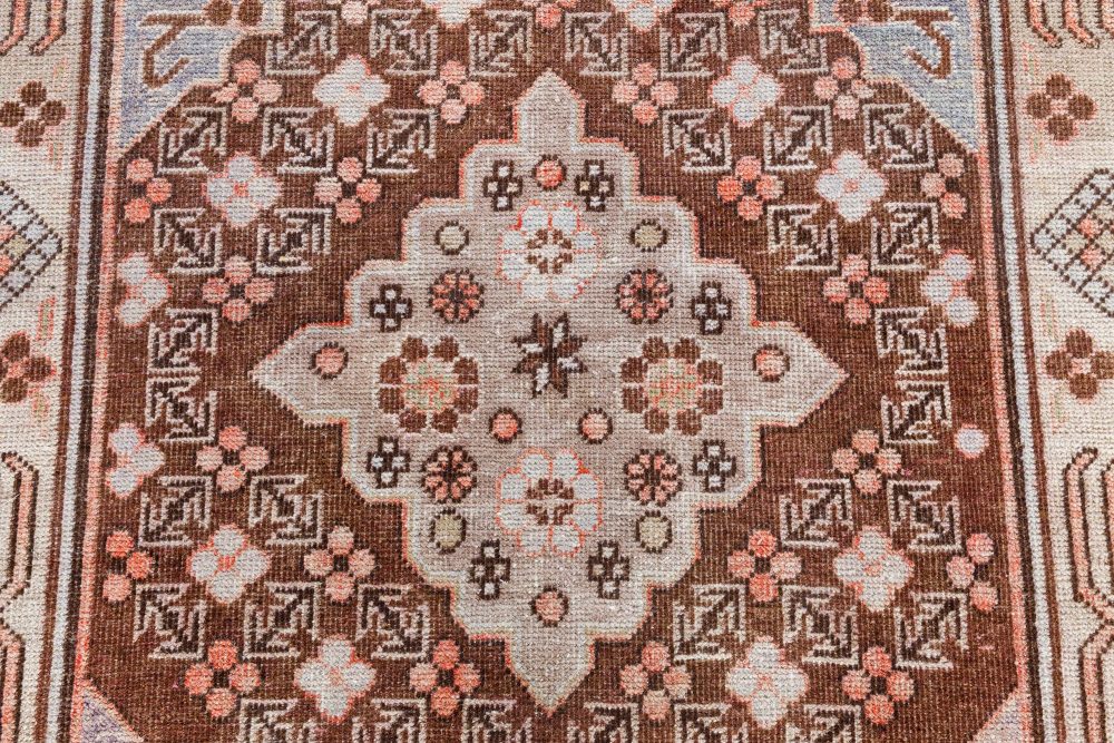 Mid-20th Century Samarkand Gray, Beige, Purple, Pink Handmade Wool Rug BB7042