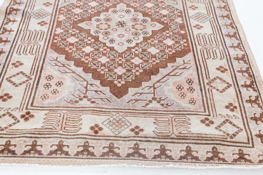 Mid-20th Century Samarkand Gray, Beige, Purple, Pink Handmade Wool Rug BB7042