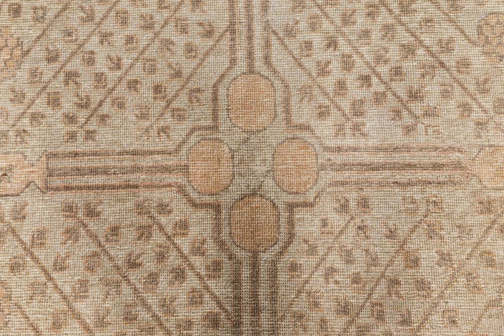 Mid-20th century Samarkand Handmade Wool Rug in Beige, Brown, Pink BB7043
