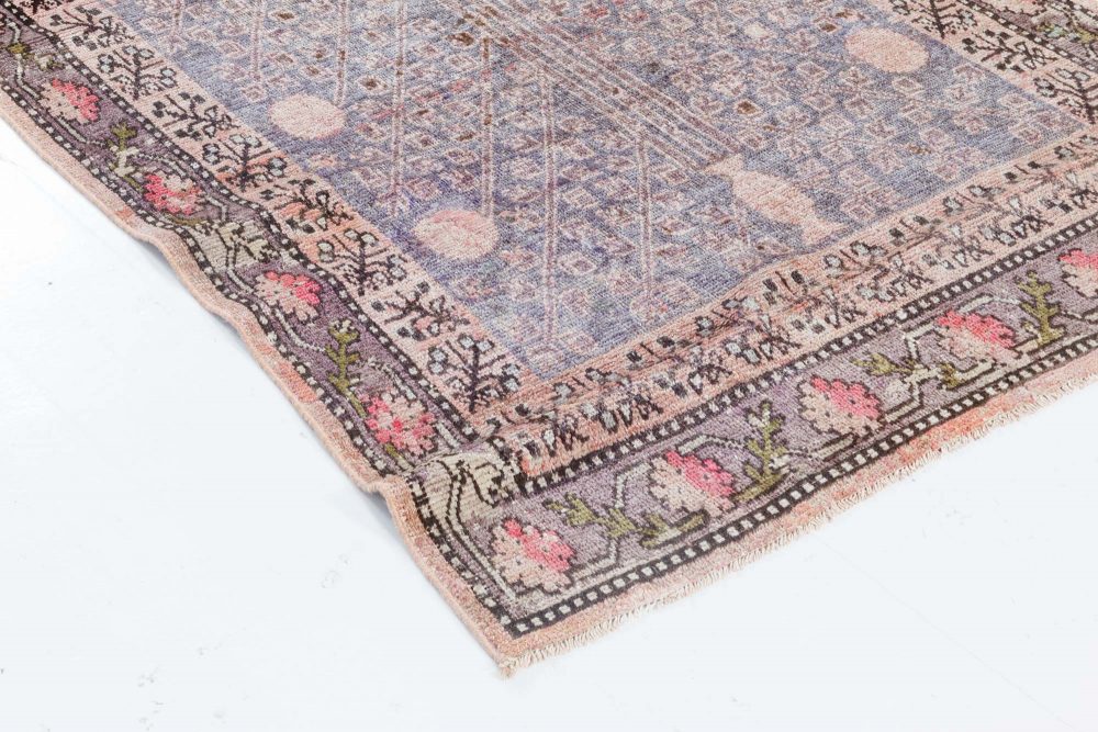 Midcentury Samarkand Purple, Pink and Light Blue Handmade Wool Rug BB7045